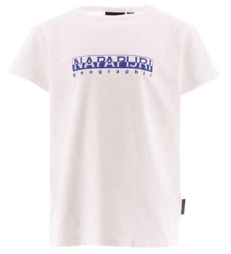 Napapijri T-shirt - Bright White m. BlÃ¥