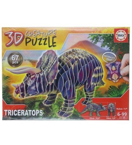 Educa 3D- Pussel - Triceratops - 67 Delar