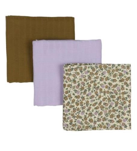 by KlipKlap Muslinfilt - 3-pack - 70x60 - Flower Lilac/Lilac