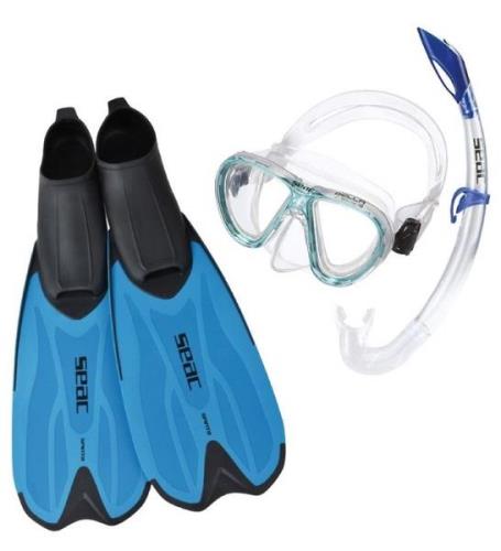 Seac Snorkelset m. SimfÃ¶tter - Tris Spinta JR - BlÃ¥