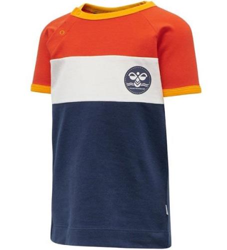 Hummel T-shirt - hmlAnton - Orange/MarinblÃ¥