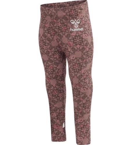 Hummel Leggings - hmlFia - Deep Taupe m. Silverglitter