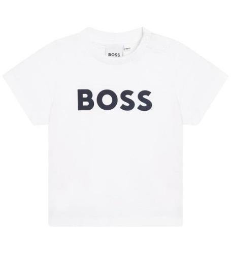 BOSS T-shirt - Vit m. MarinblÃ¥