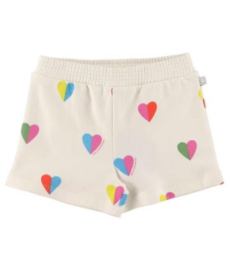 Stella McCartney Kids Sweatshorts - Vit m. HjÃ¤rtan