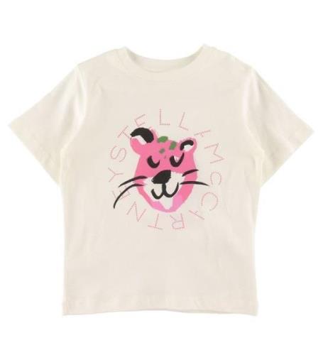 Stella McCartney Kids T-shirt - Vit/Rosa m. Leopard
