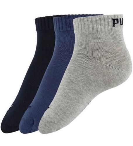 Puma Ankelstrumpor - 3-pack - Quarter Plain - BlÃ¥/GrÃ¥melerad/Mar