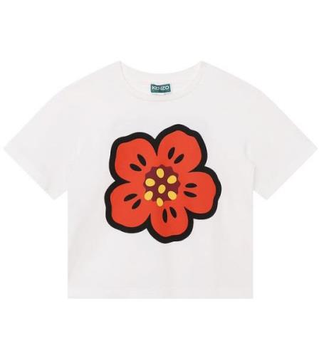 Kenzo T-shirt - Ivory/RÃ¶d m. Blomma