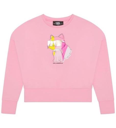 Karl Lagerfeld Sweatshirt - Beskuren - Rosa TvÃ¤ttad m. Kat