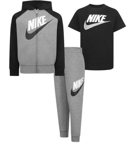 Nike Sweatset/T-shirt - Kol Heather/Svart m. Logo