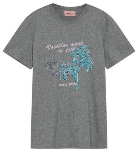 Designers Remix T-shirt - Brixton - Grey Melange m. Tryck