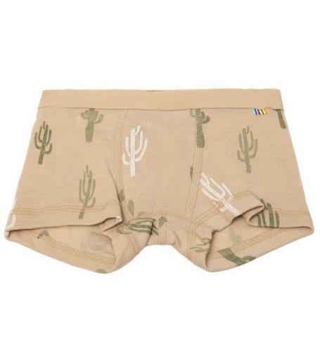 Joha Boxershorts - Ull/Silke - Beige m. Kaktus