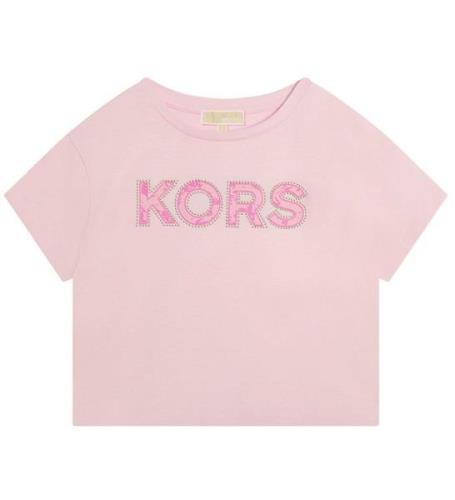 Michael Kors T-shirt - Beskuren - Rosa m. Tryck/Nitar