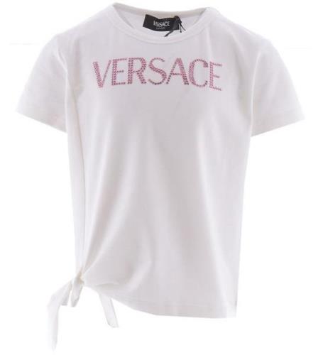 Versace T-shirt - Vit/Rosa m. Strass