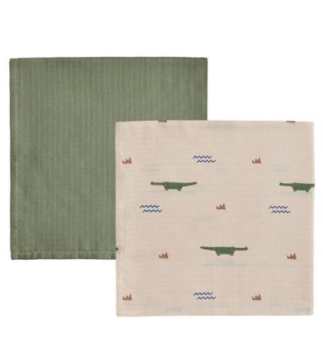 OYOY Muslinfiltar - 70x70 cm - Krokodiler - 2-pack - Beige/Olive