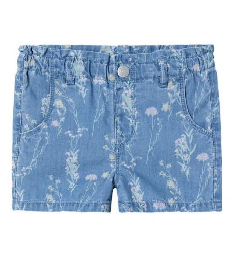 Name It Shorts - NmfBella - Medium+ Blue Denim m. Blommor