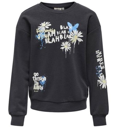 Kids Only Sweatshirt - KogMelanie - Kolkonst/Blommor