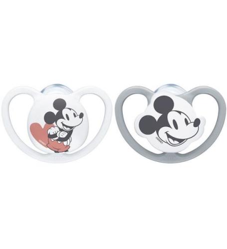 Nuk Nappar - Space - 2-pack - Mickey Mouse - GrÃ¥/Vit