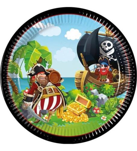 Decorata Party Tallrik - 8-pack - 23 cm - Island Pirates