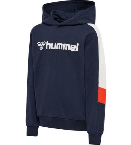 Hummel Hoodie - hmlBugge - Black Iris m. Vit/Orange