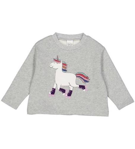 Freds World Sweatshirt - Hello Unicorn - Pale GrÃ¥marl