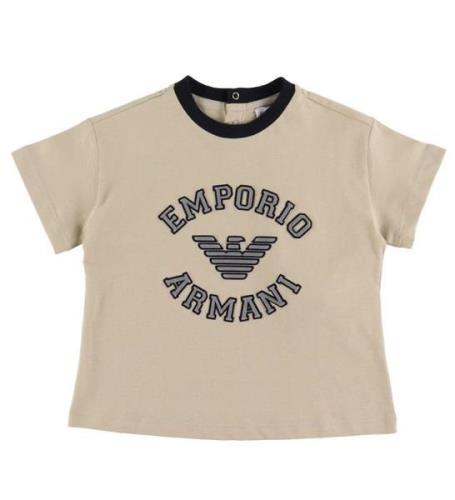 Emporio Armani T-shirt - Oxford Tan m. Svart/GrÃ¥