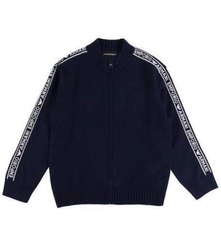 Emporio Armani Cardigan - Akryl/Ull - MarinblÃ¥ m. Logo RÃ¤nder