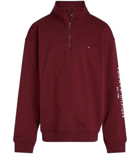 Tommy Hilfiger Sweatshirt - U Essential - Halv zip - Deep Rouge