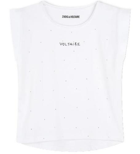 Zadig & Voltaire T-shirt - Vit m. Strass