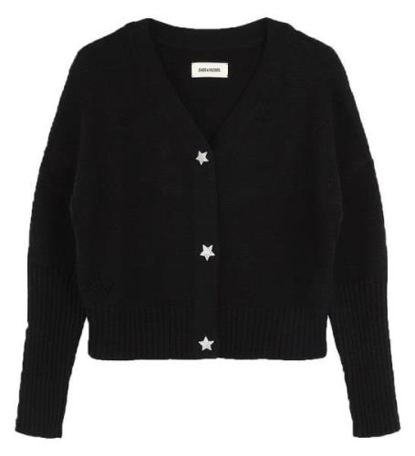 Zadig & Voltaire Cardigan - Ull/Polyamid - Svart m. StjÃ¤rnor