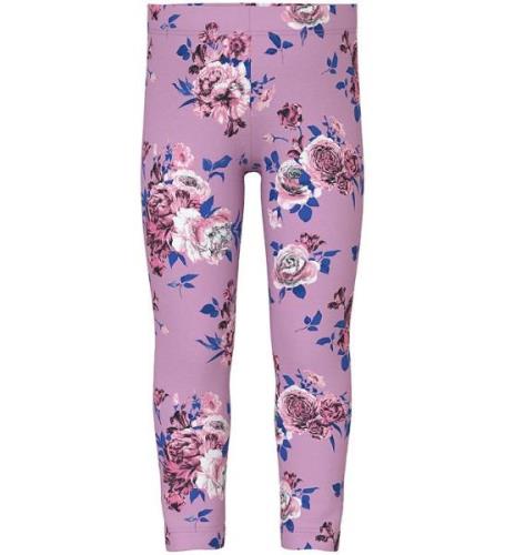 Name It Leggings - NmfVivian - Pastel Lavender m. Blommor