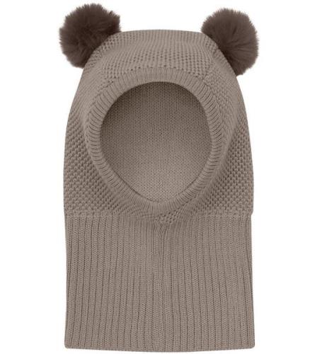 Huttelihut Balaclava - Ull/Bomull - Stickad - Dubbel - Brown Mel