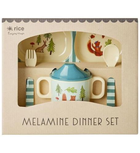 Rice Middagsset - Melamin - 4 st. - Blue Happy Forest