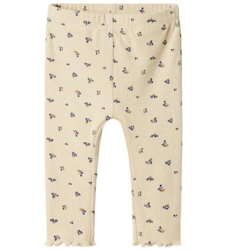 Name It Leggings - Rib - NbfOlinne - Summer Sand m. Blommor