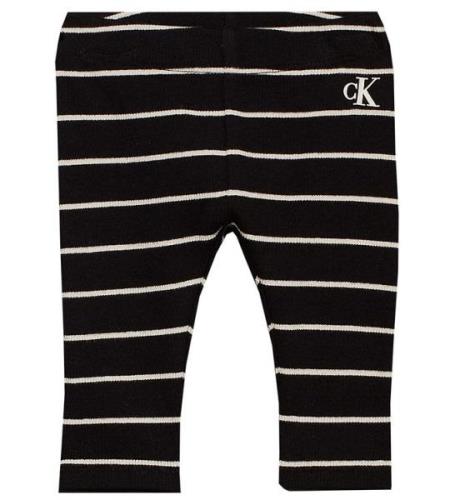 Calvin Klein Leggings - Rib - Svart/Vitrandig