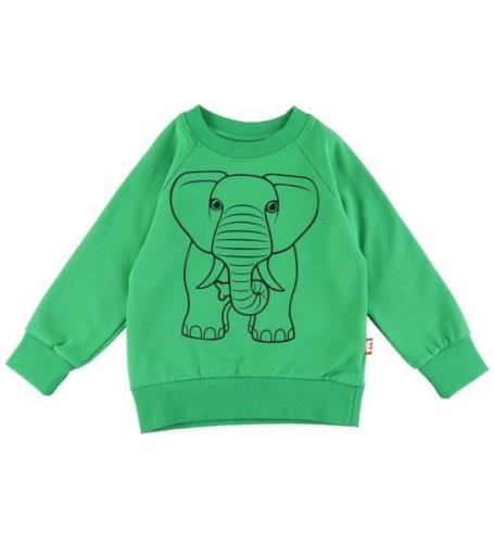 DYR-Cph Sweatshirt - DjurbÃ¤lg - Green Outline Elephant