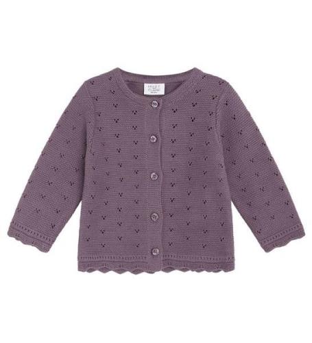 Hust and Claire Cardigan - Stickad - Caren - Dark Plum m. HÃ¥lmÃ¶n