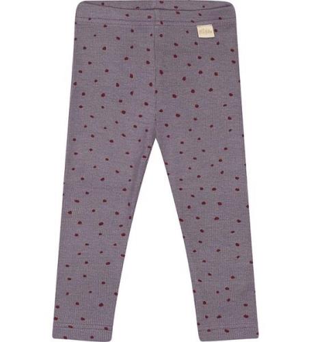 Petit Piao Leggings - Rib - Modal - Dusty Violet Dot