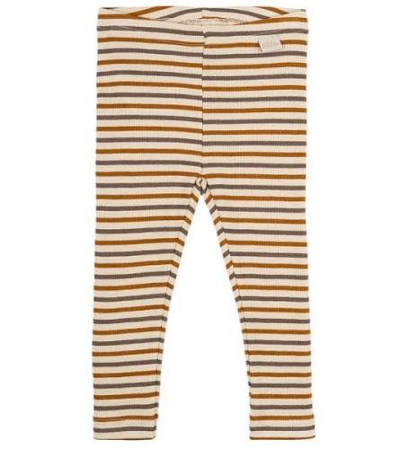 Petit Piao Leggings - Rib - Modal - Chocolate Brown/Golden Sön/D