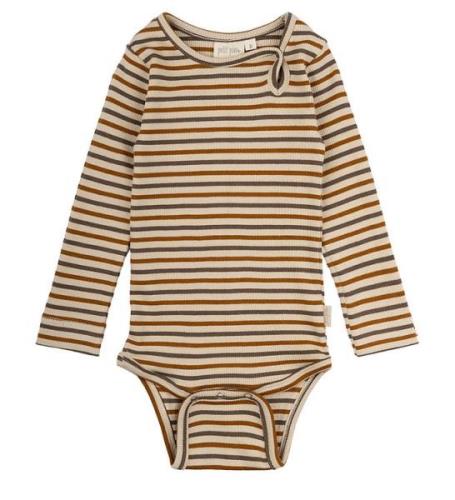 Petit Piao Body L/æ - Rib - Modal - Chocolate Brown/Golden Sön/D