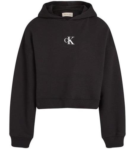 Calvin Klein Hoodie - Logo Boxy Fit - Svart