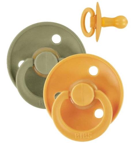 BIBS Colour Nappar - Stl. 2 - 2-pack - Rund - Honey Bee/Oliv