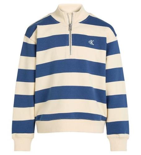 Calvin Klein Sweatshirt - Terry Striped Halvdragkedja - Fänrik B