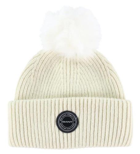 GANT Mössa - Stickad - Ull - Pom Pom - Cream