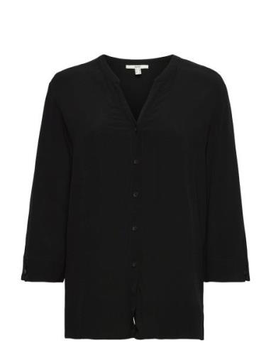 Wide Blouse With 3/4-Length Sleeves Black Esprit Casual
