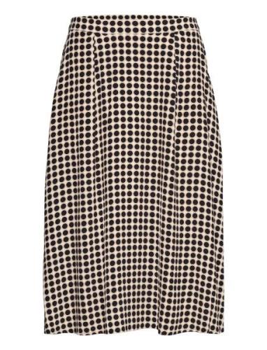 Midi Skirt With A Graphic Polka Dot Print Brown Esprit Collection