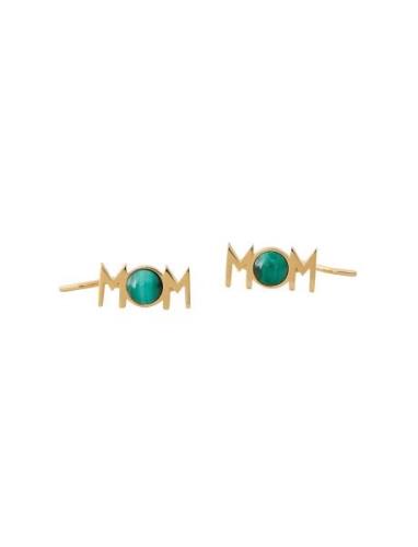 Mom Ear Climber Gold Green Design Letters
