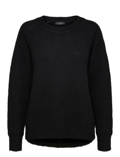 Slflulu Ls Knit O-Neck B Noos Black Selected Femme