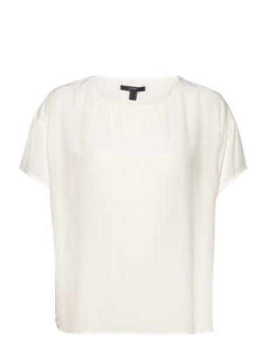 Short Sleeve Blouse With Lenzing™ Ecovero™ White Esprit Collection