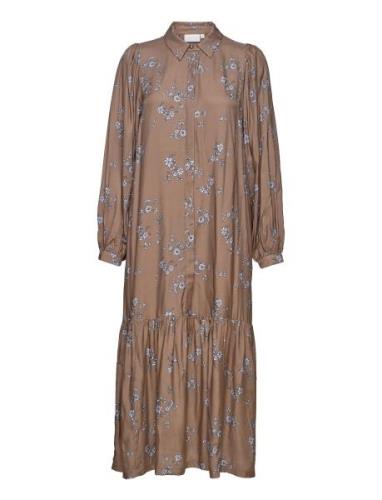 Long Dress In Graphic Flower Print Brown Coster Copenhagen