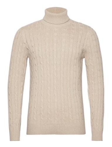 Slhryan Structure Roll Neck W Beige Selected Homme